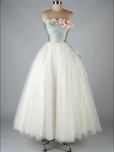 Vintage Prom Dresses A-line Floor-length Tulle Prom Dress/Evening Dress JKL118