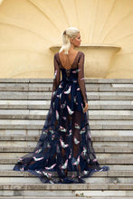 Lace Prom Dresses A-line Bateau Sweep Train Embroidery Long Chic Prom Dress JKL1199|Annapromdress