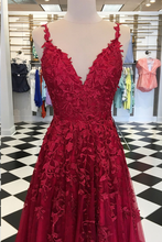 Beautiful Prom Dresses A-line Floor-length V-neck Long Burgundy Prom Dress JKL1232|Annapromdress