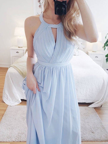 Cheap Prom Dresses Open Back A-line Chiffon Long Chic Simple Prom Dress JKL1271|Annapromdress