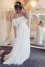 Lace Prom Dresses A-line Off-the-shoulder One Shoulder Polka Dot Long Prom Dress JKL1339|Annapromdress