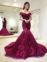 Mermaid Prom Dresses Off-the-shoulder Trumpet Brush Train Long Chic Sparkly Prom Dress JKL1348|Annapromdress