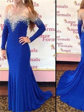 Royal Blue Prom Dress Backless Long Sleeve Long Sexy Prom Dress/Evening Dress JKL134