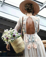 Long Sleeve Prom Dresses Embroidery A-line Chic Long Open Back Sparkly Prom Dress JKL1408|Annapromdress