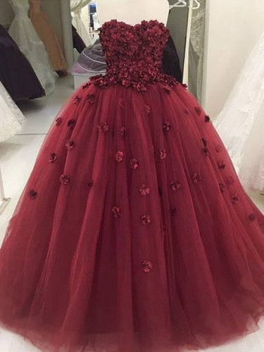Ball Gown Prom Dresses Sweetheart Burgundy Long Prom Dress Sexy Evening Dress JKL1416|Annapromdress