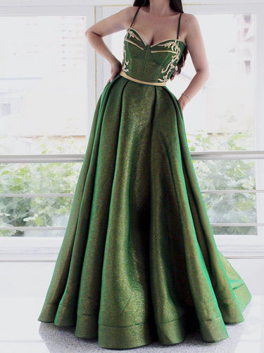 Chic Prom Dresses Aline Floor-length Spaghetti Straps Long Sparkly Prom Dress JKL1420|Annapromdress