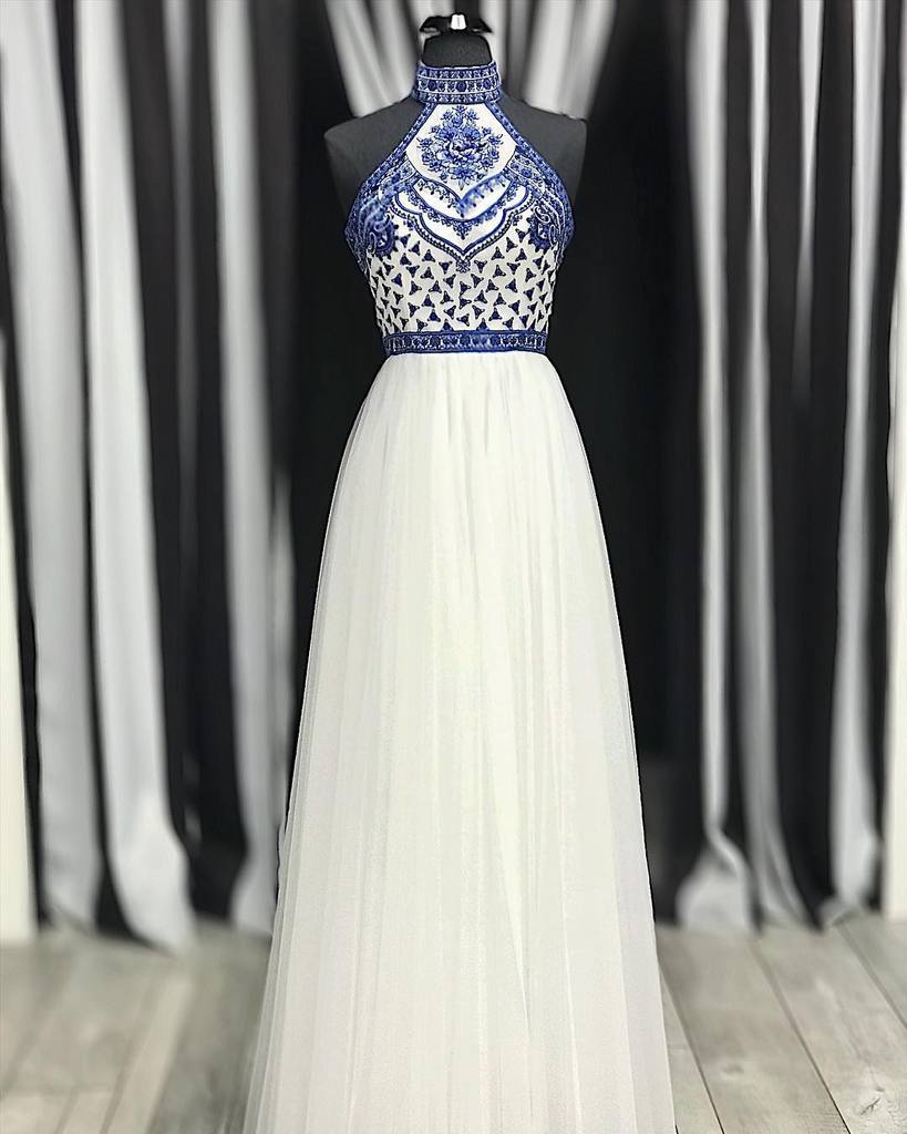slim fit dress slacks Halter Sleeveless Long Mermaid Formal Dress with Lace Embroidery
