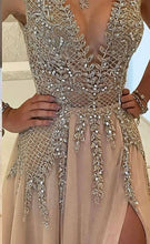 Beautiful Prom Dresses V-neck Slit Sexy Rhinestone Prom Dress/Evening Dress JKL175