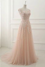 Chic Prom Dresses Scoop A-line Floor-length Tulle Prom Dress/Evening Dress JKL294