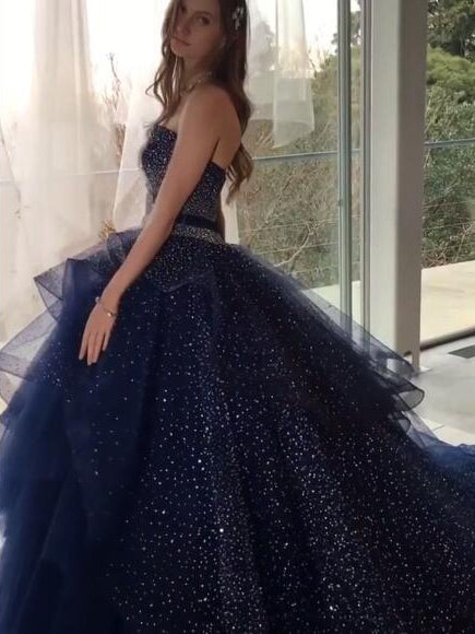 Luxury Prom Dresses Sweetheart Sweep/Brush Train Sequins Sexy Prom Dress/Evening Dress JKL355