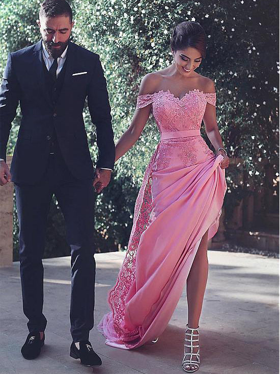 Sexy Prom Dresses Sheath/Column Short Train Chic Prom Dress/Evening Dress JKL368
