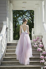 Cheap Prom Dresses Spaghetti Straps A-line Bowknot Sexy Long Tulle Prom Dress JKL569