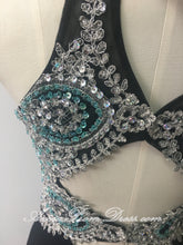 Black Prom Dresses High Neck Short Train Rhinestone Slit Prom Dress Long Evening Dress JKL574