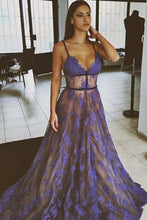Chic Prom Dresses Spaghetti Straps A Line Brush Train Long Sexy Prom Dress JKL609