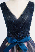 Beautiful Prom Dresses Ball Gown V Neck Lace Beading Bowknot Tulle Prom Dress JKL611