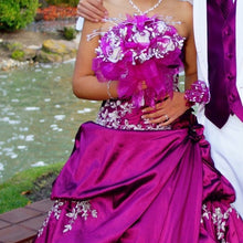 Ball Gown Prom Dresses Floor-length Taffeta Fuchsia Beautiful Long Prom Dress JKL645