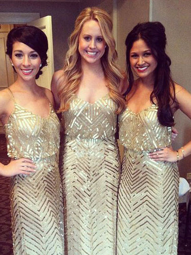 Cheap Prom Dresses Sheath Column Spaghetti Straps Sequins Long Sexy Prom Dress JKL666