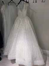 Sexy Prom Dresses V neck Aline Short Train Sparkly Beautiful Backless Ivory Prom Dress JKL691