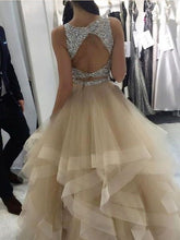 Two Piece Prom Dresses Bateau Ball Gown Floor-length Long Sexy Prom Dress JKL740