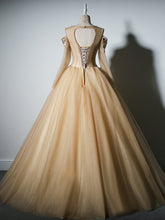 Ball Gown Prom Dresses Scoop Sexy Embroidery Long Tulle Prom Dress JKL775