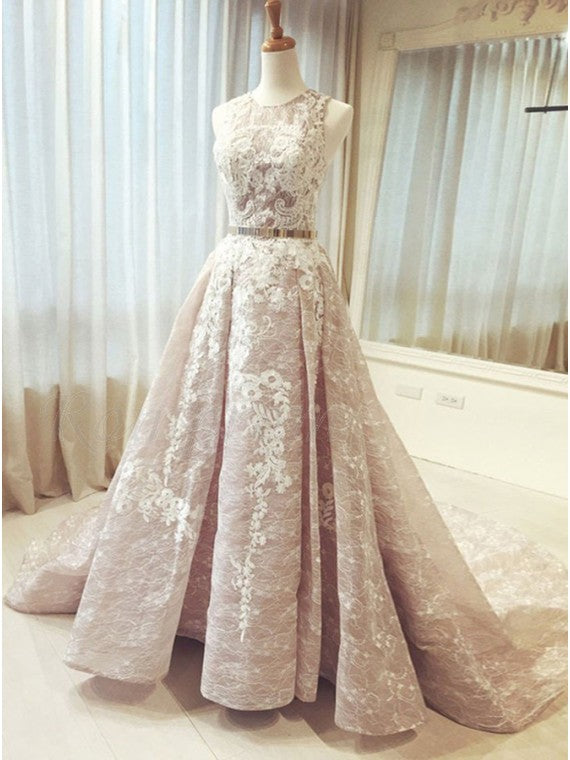 Luxury Prom Dresses Scoop Ball Gown Lace Prom Dress Long Evening Dress JKL815|Annapromdress