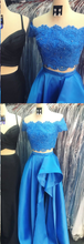 Two Piece Prom Dresses Off-the-shoulder A Line High Low Long Prom Dress JKL929|Annapromdress