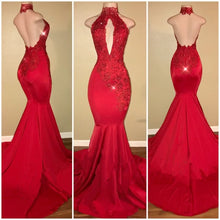 Open Back Prom Dresses High Neck Mermaid Prom Dress Sexy Evening Dress JKL961|Annapromdress