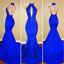 Open Back Prom Dresses High Neck Mermaid Prom Dress Sexy Evening Dress JKL961|Annapromdress