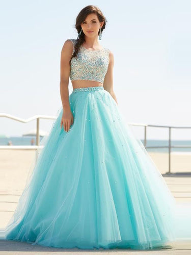 Two Piece Prom Dresses Aline Sparkly Prom Dress Sexy Evening Dress JKL991|Annapromdress