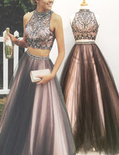 Two Pieces Prom Dresses High Neck Sexy Long Prom Dress/Evening Dress JKS091
