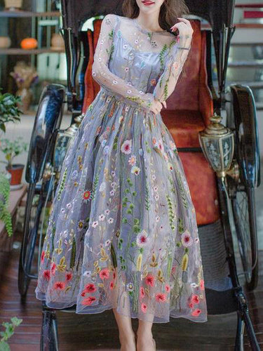 Beautiful Prom Dresses Scoop A-line Lace Tea-length Tulle Prom Dress/Evening Dress JKS129|Annapromdress