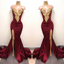 Chic Burgundy Prom Dresses Trumpet/Mermaid Appliques Sexy Prom Dress/Evening Dress JKS175