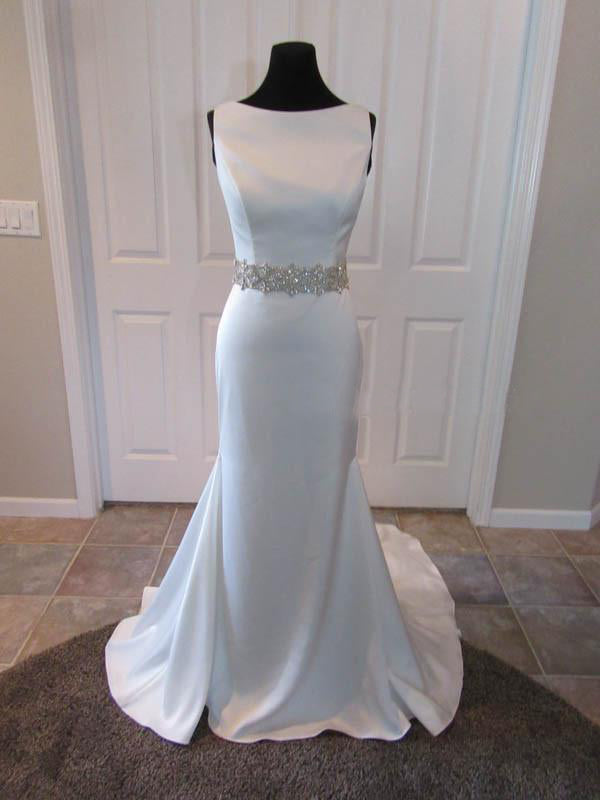 Chic Wedding Dresses Sheath/Column Elastic Woven Satin Sexy Bridal Gown JKS251
