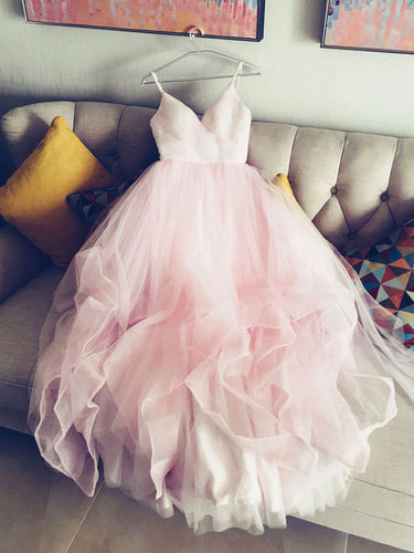 Beautiful Wedding Dresses Beautiful Pink Spaghetti Straps Ruffles Tulle JKW006|Annapromdress