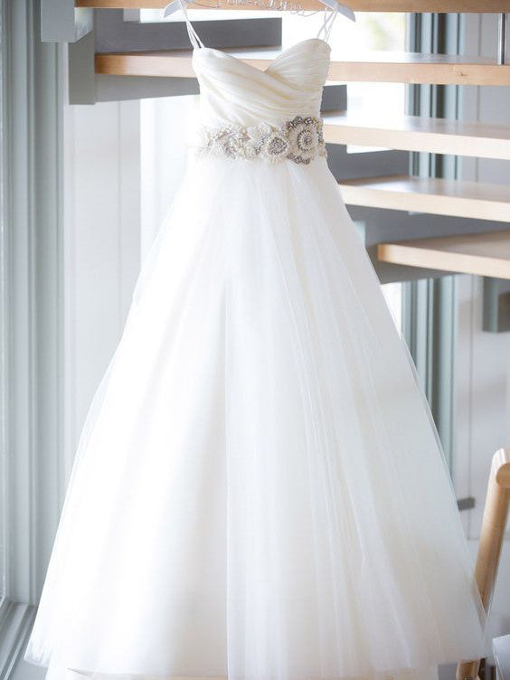 Romantic Wedding Dresses Cheap Sweetheart Floor-length Sequins Tulle JKW021|Annapromdress