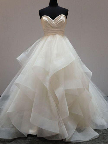 Ball Gown Wedding Dresses Sexy Sweetheart Short Train Tulle Bridal Gown JKW079