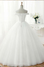 Cheap Wedding Dresses Simple Ball Gown Off-the-shoulder Tulle Bridal Gown JKW081