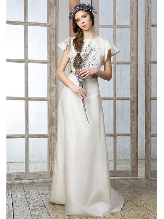 Simple Wedding Dresses Scoop A-line Floor-length Sexy Cheap Bridal Gown JKW155
