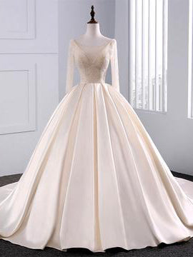 Sparkly Wedding Dresses Sweep Train Beading Sexy Big Ball Gown Bridal Gown JKW221|Annapromdress