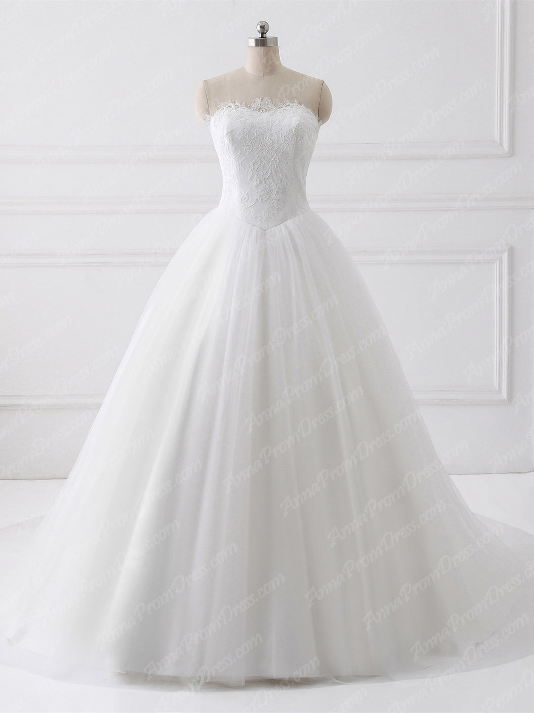 Ball Gown Wedding Dresses Sweetheart Sweep Train Lace Tulle Romantic Bridal Gown JKW223|Annapromdress