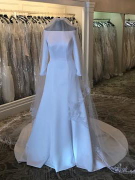 Simple Wedding Dresses A-line Off-the-shoulder Elegant Long Sleeve Bridal Gown JKW236|Annapromdress