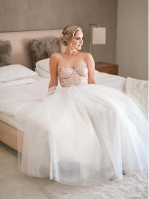 Simple Wedding Dresses A-line Sweetheart Elegant Sequins Lace Cheap Bridal Gown JKW262|Annapromdress