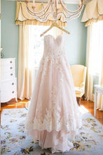 Lace Wedding Dresses Blush Pink Sweetheart A Line Chic Cheap Bridal Gown JKW294|Annapromdress