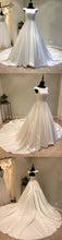 Open Back Wedding Dresses A Line Long Train Ivory Satin Chic Simple Cheap Bridal Gown JKW323|Annapromdress