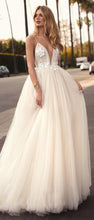 Backless Wedding Dresses A-line Spaghetti Straps Romantic Open Back Bridal Gown JKW353|Annapromdress
