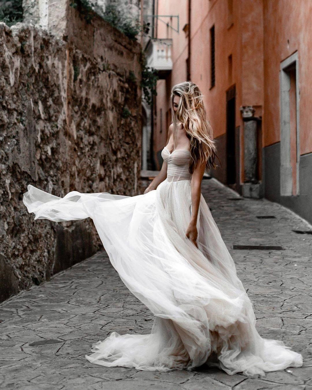 Sweetheart Modest Tulle A-Line Rustic Wedding Dress,JKZ6112|Annapromdress