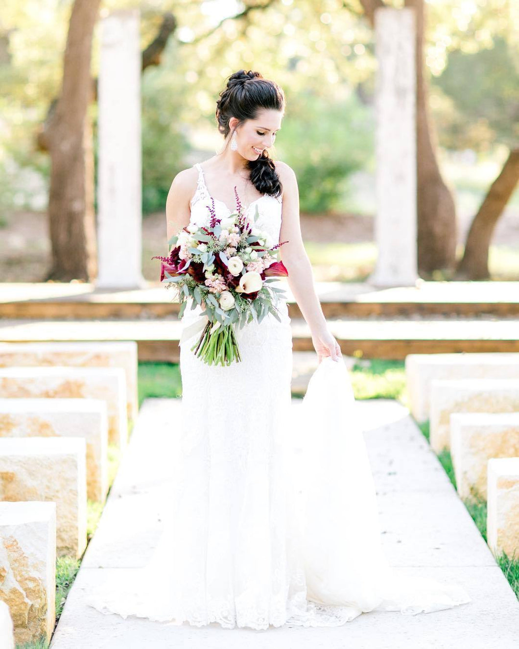 Spaghetti Straps V-Neck Mermaid Lace Wedding Gown Rustic Wedding Dress,JKZ6129|Annapromdress