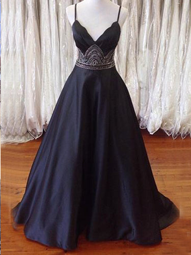 Long prom dress Simple V-neck Spaghetti Straps Prom Dress Evening Dress MK0502