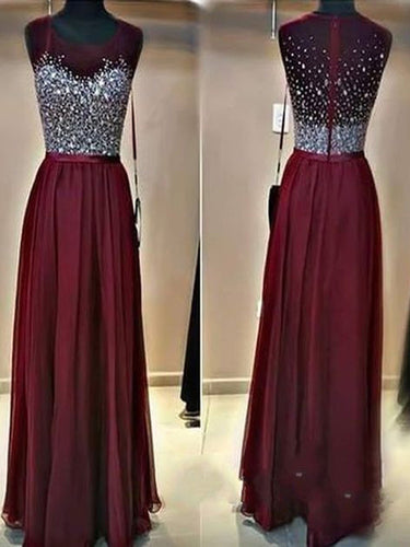 Long  prom dress A-line Rhinestones Chiffon 2022 Prom Dress Evening Dress MK0522