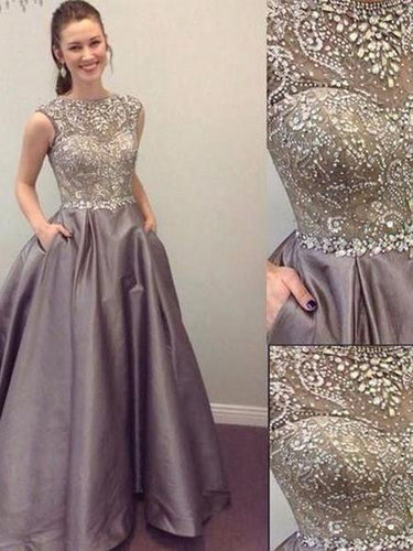 A-line Bateau Floor-length Taffeta Prom Dress/Evening Dress #MK0966